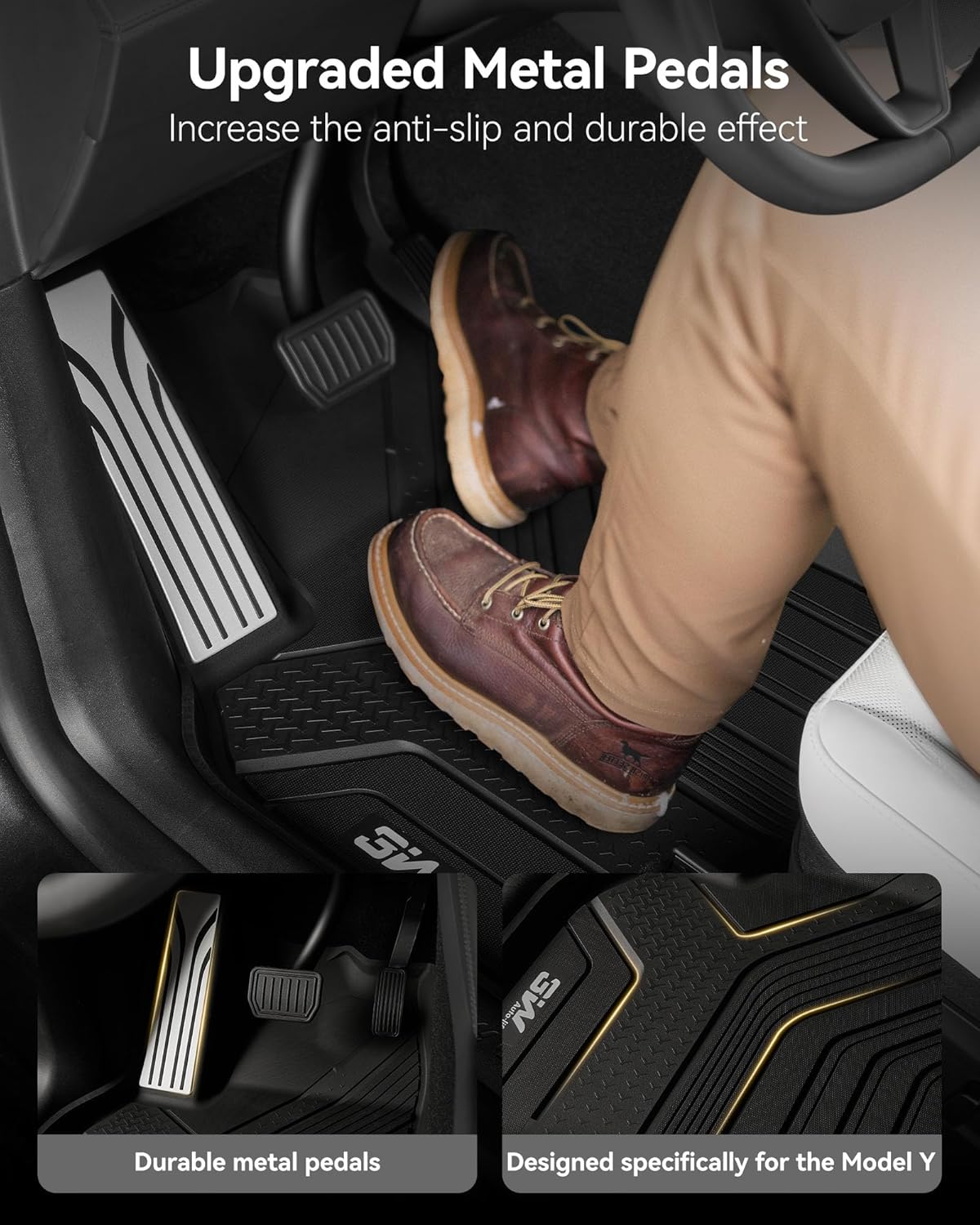 Thumbnail 2 de 3W 2025-2026 Tesla Model Y Juniper Floor Mats with Rear Cargo & Backrest Mats (Vigormold™) TPE All-Weather Set