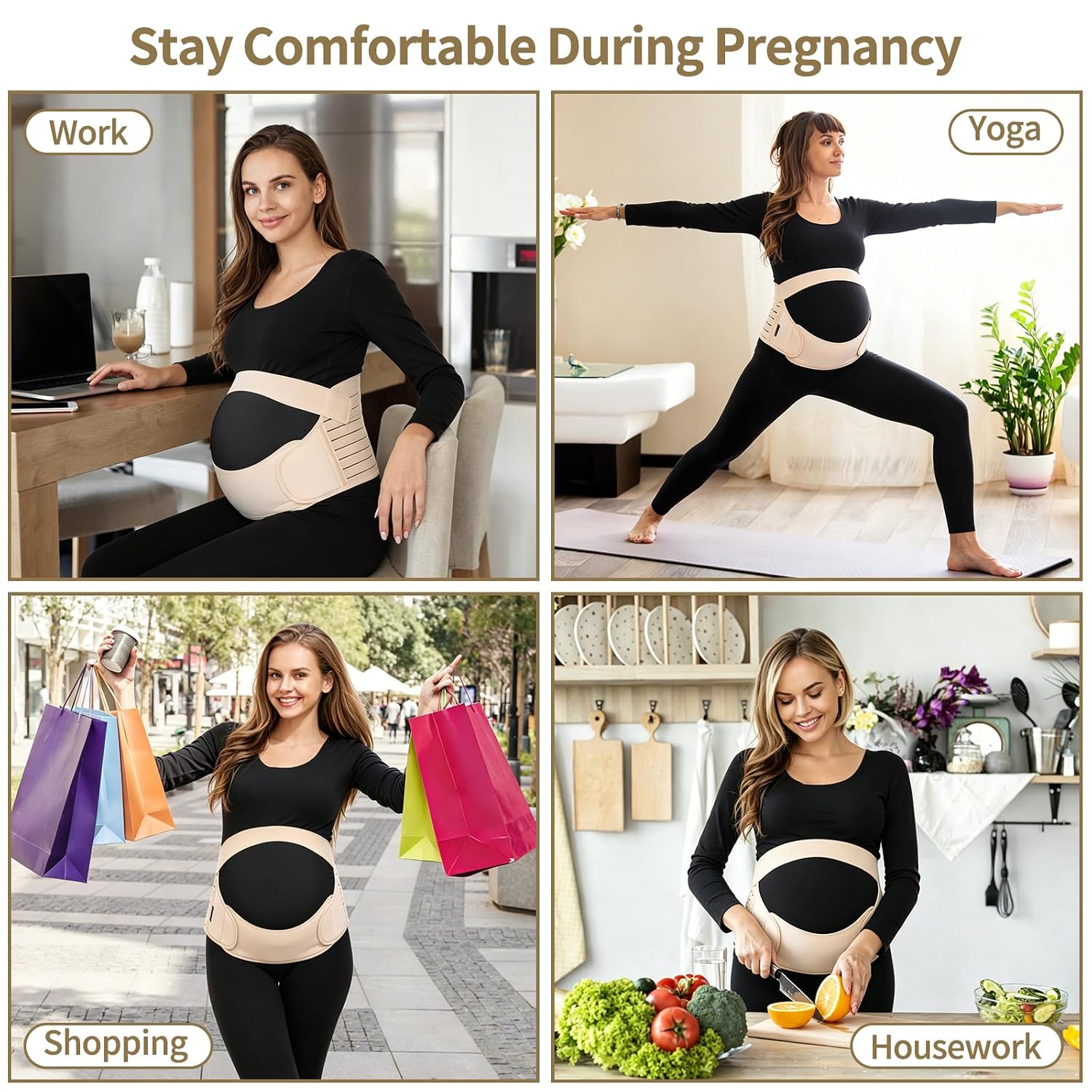 Thumbnail 4 de ChongErfei Pregnancy Support Belt 3-in-1 Belly Band (L, Beige) – A Practical Maternity Support
