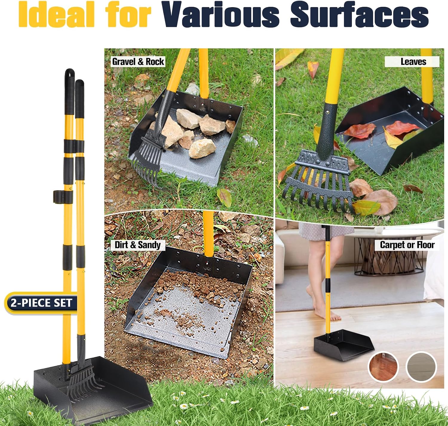 Thumbnail 3 de Dog Pooper Scooper Tray & Rake Kit with Adjustable Long Handle – Heavy Duty & Rust‑Proof