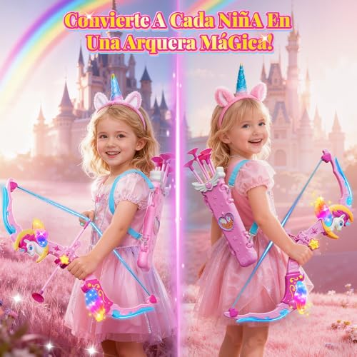 Thumbnail 1 de Juguete arco de unicornio con luces y flechas ventosa de Kidluna para niñas 3-12 años