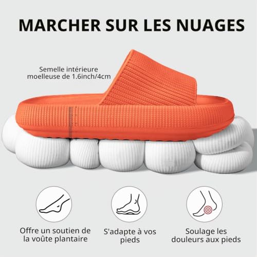 Thumbnail 5 de HEOAARG Chaussons Nuage Antidérapants pour Homme et Femme, 36-37 EU – Orange