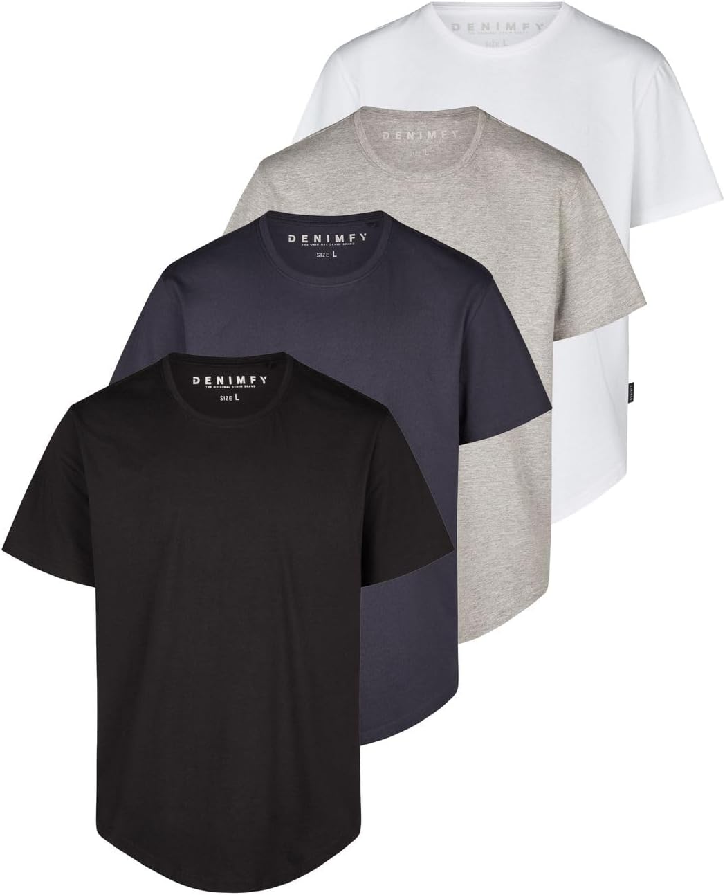 Detalle de DENIMFY Tshirt Herren lang geschnitten – 4er Pack 100% Baumwolle, Regular Fit