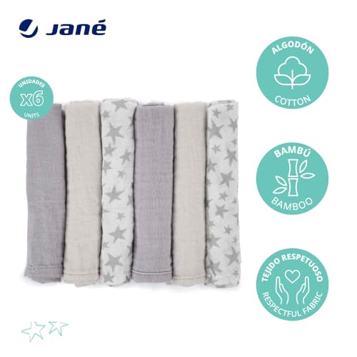 Detalle 2 de Jané Lot de 6 Mousselines Coton Bambou 35x35 cm ⚙