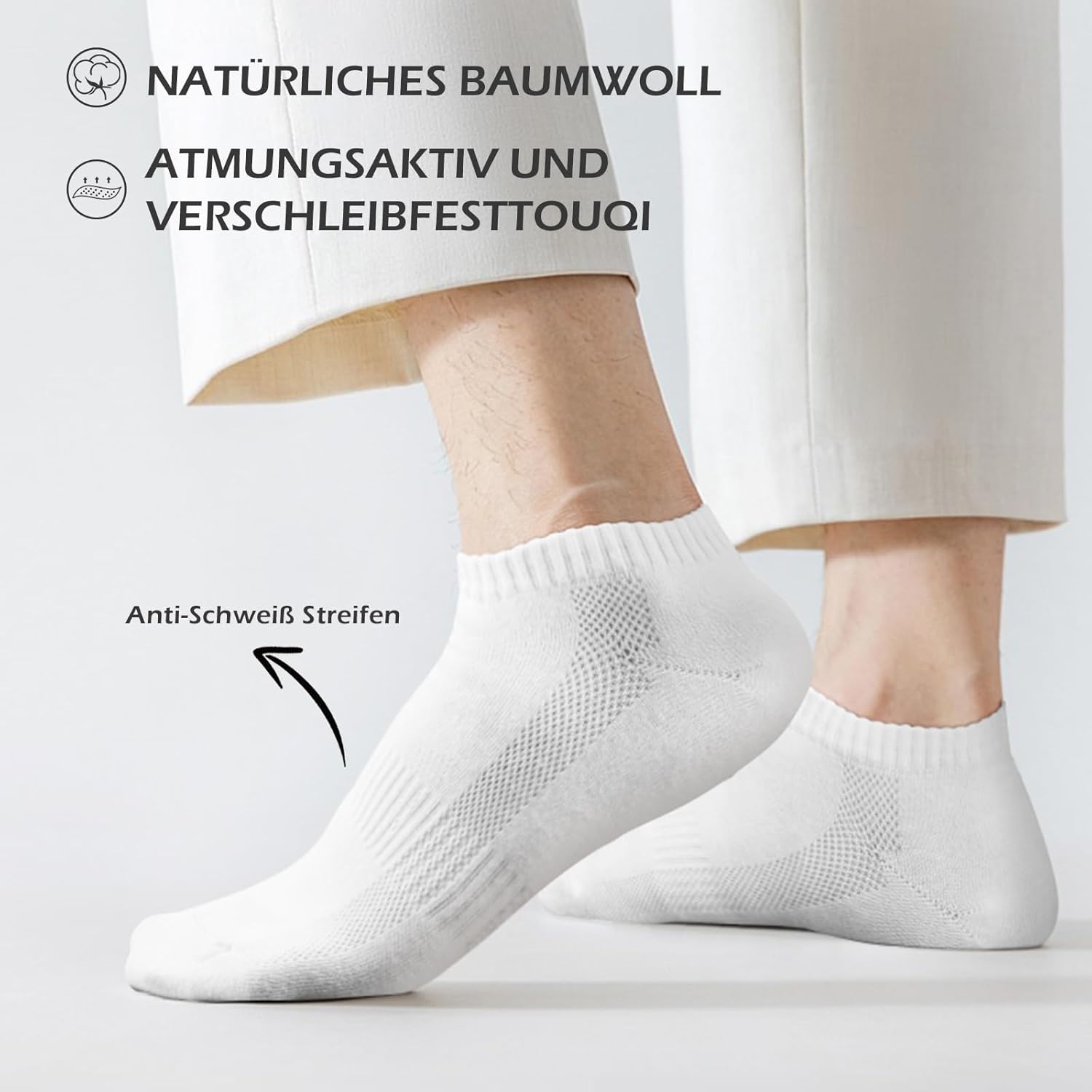 Thumbnail 3 de QINCAO Sneaker Socken (6/10 Paar) kurze Baumwoll-Halbsocken für Herren & Damen – atmungsaktiv & sportlich