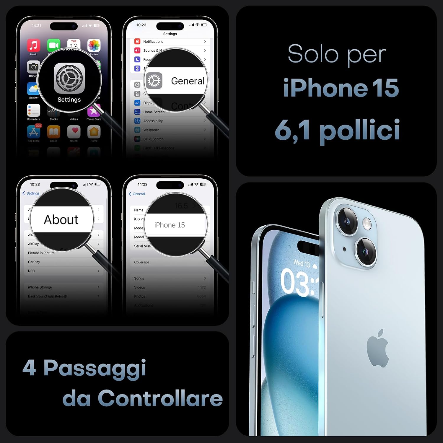 Detalle 2 de TOCOL Cover magnetica iPhone 15 6,1" trasparente con MagSafe