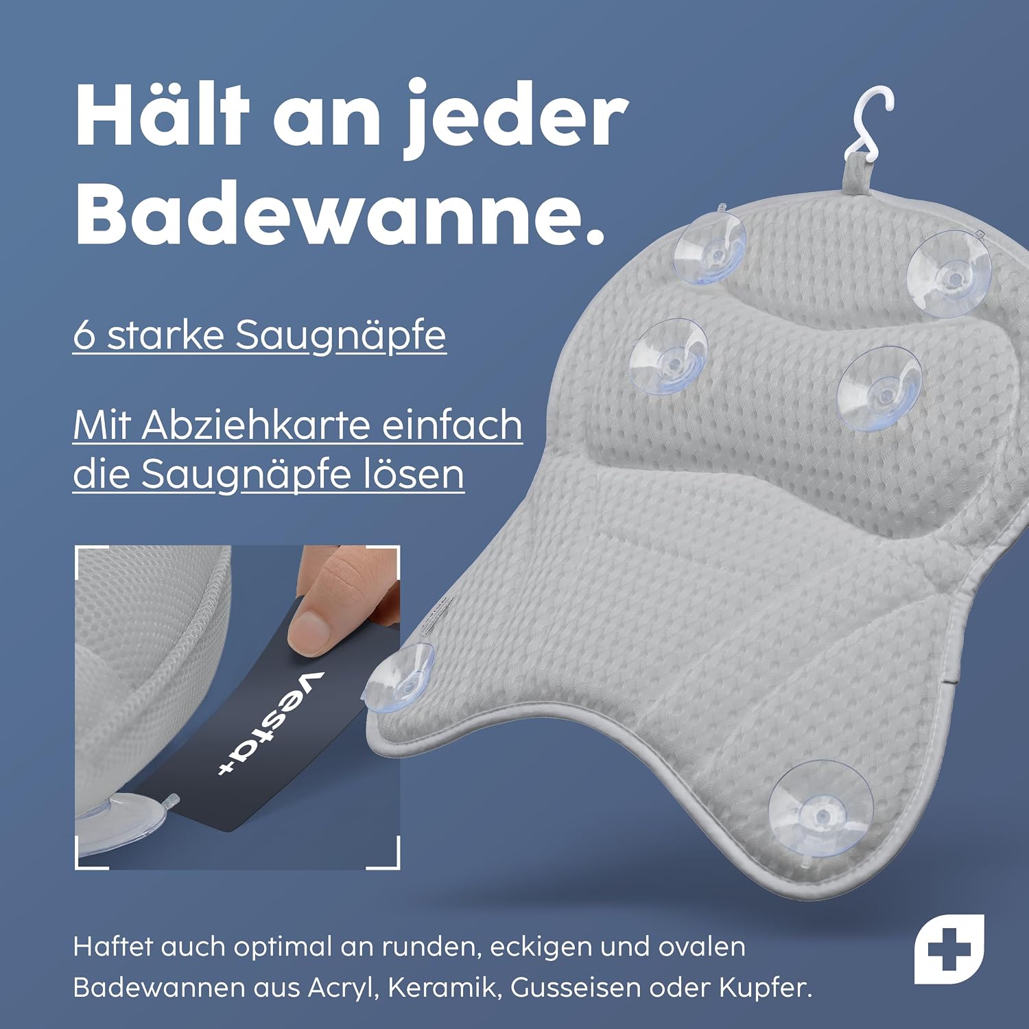 Detalle 2 de Vesta+ Badewannenkissen L Nachtblau