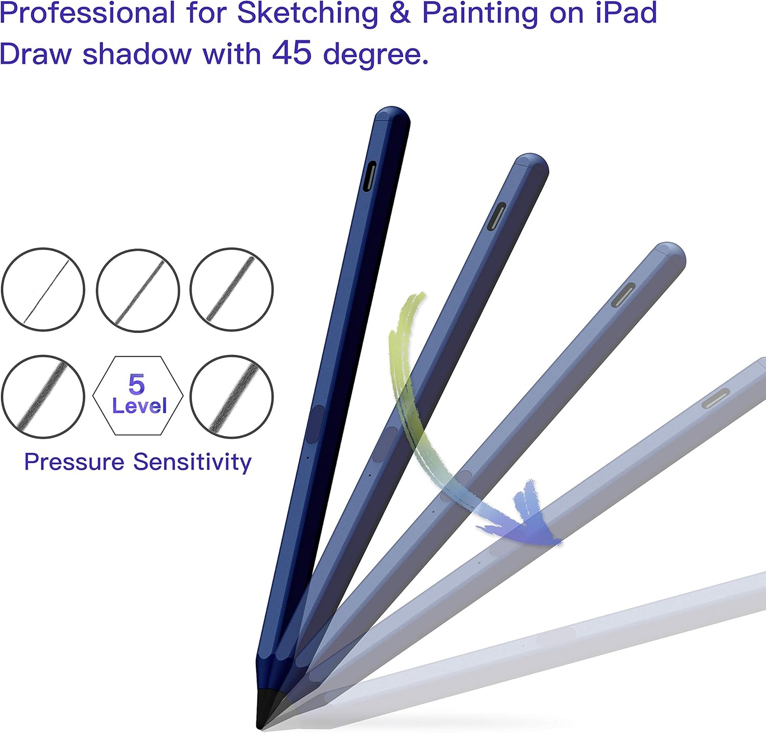Detalle de Stylet Pen pour iPad (2018-2024) avec inclinaison, rejet de la paume et adsorption magnétique