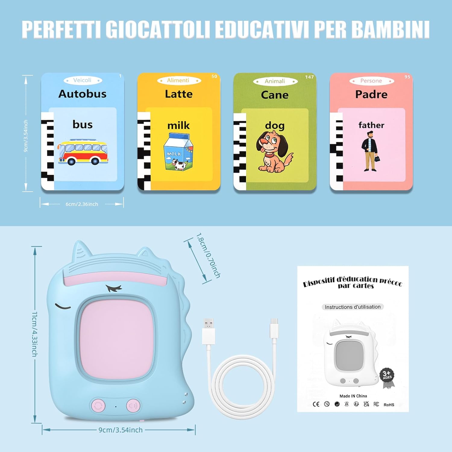 Thumbnail 3 de VISATOR Talking Flash Cards: schede parlanti da 224 parole per bambini 3+ (italiano/inglese)