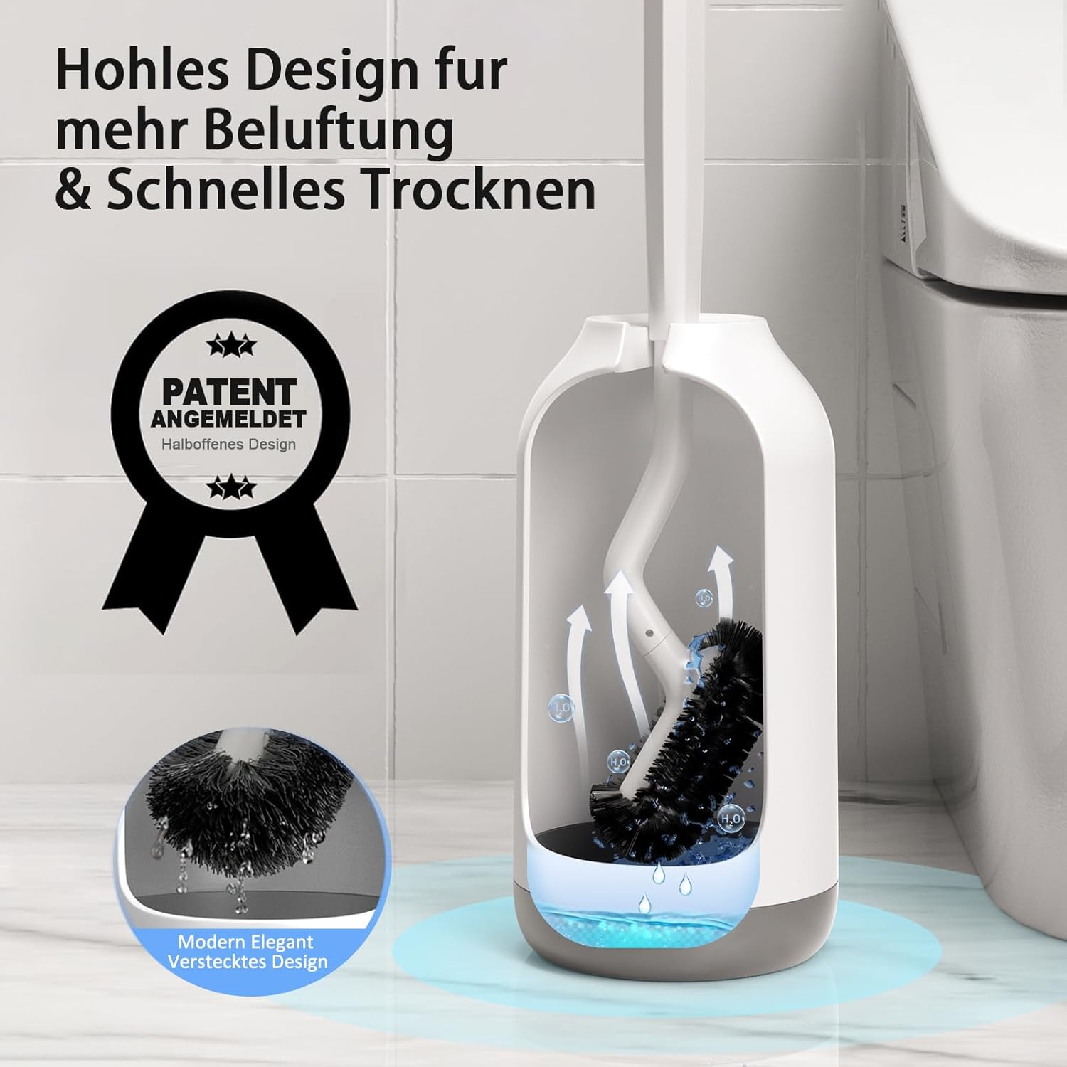 Thumbnail 3 de Ensemble brosse de toilette + support murale blanc (tête incurvée 360°) — Nettoyage en profondeur des WC