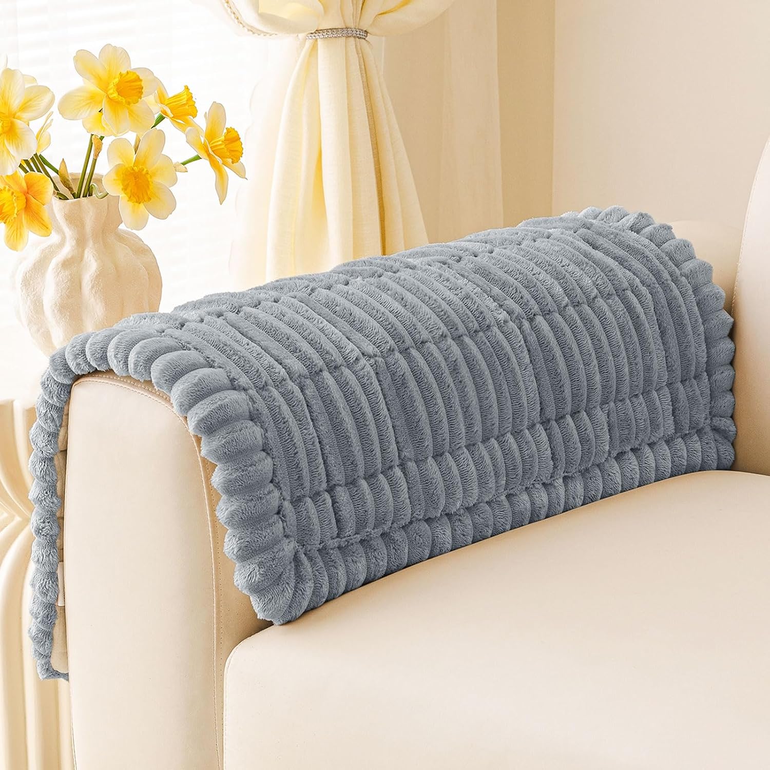 Detalle de Smiry FLRCWDZ02 Couch Cover for Dogs, 27.6" Square, Gray Polyester