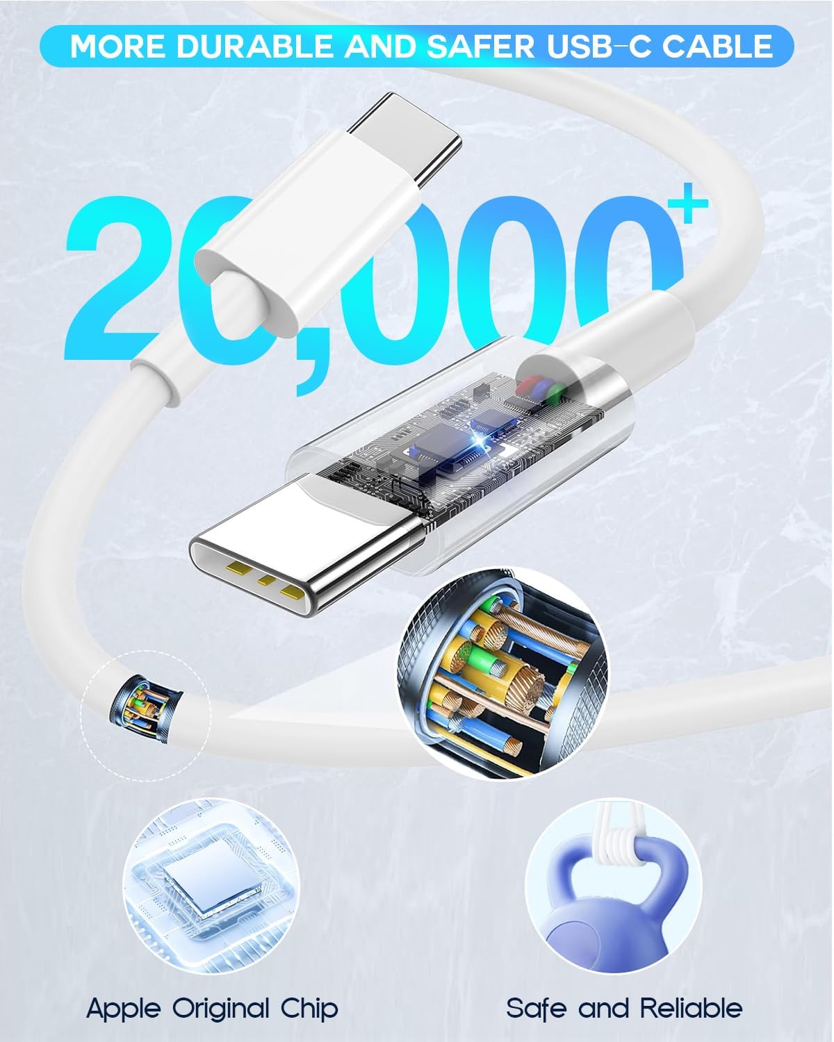 Thumbnail 3 de USB C to USB C 6.6ft 240W fast charging cable