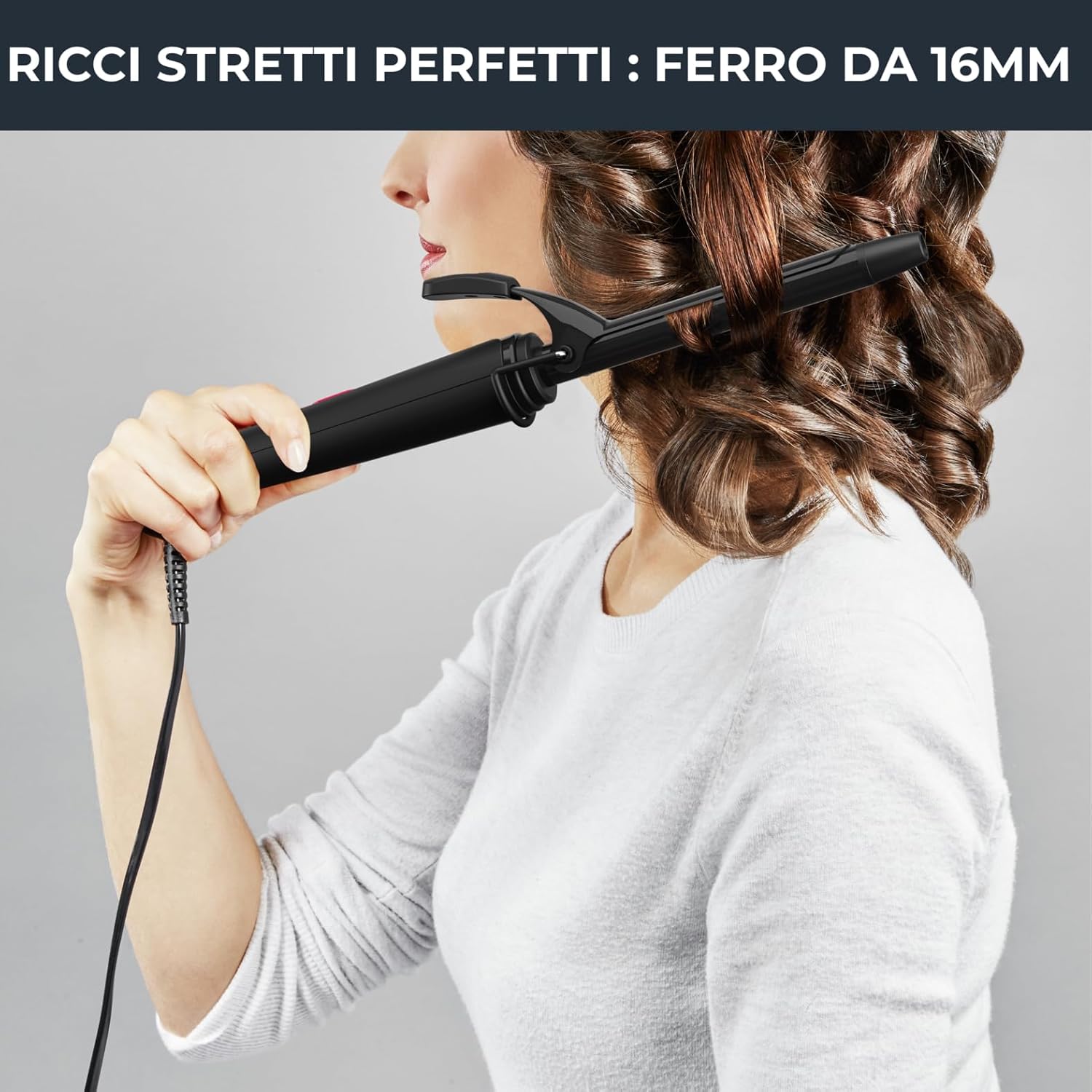 Detalle de Rowenta CF2119 Ferro Arricciacapelli 16 mm: riccioli solidi e delicati, rivestimento ceramico