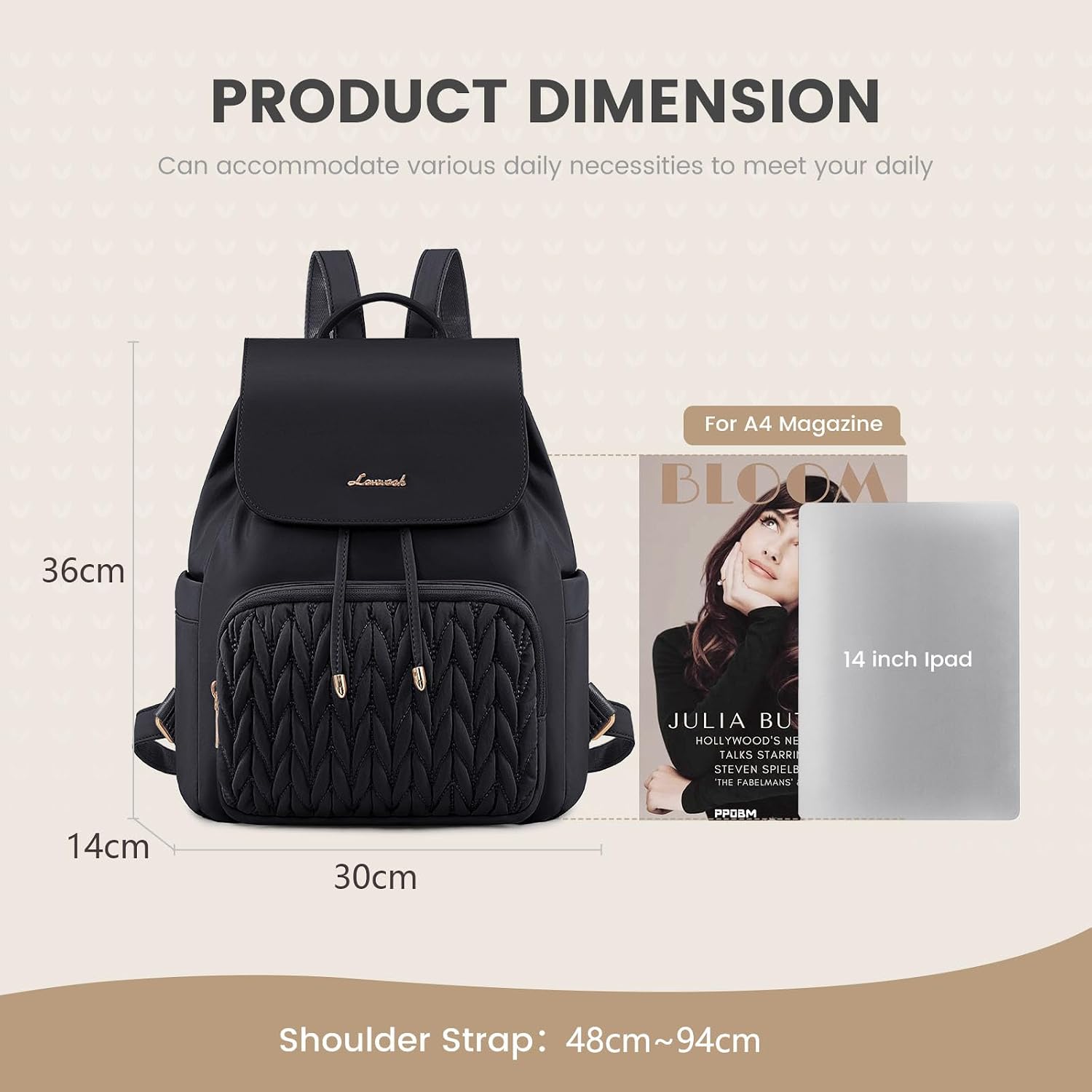 Thumbnail 2 de LOVEVOOK 14 Inch waterproof rucksack bag