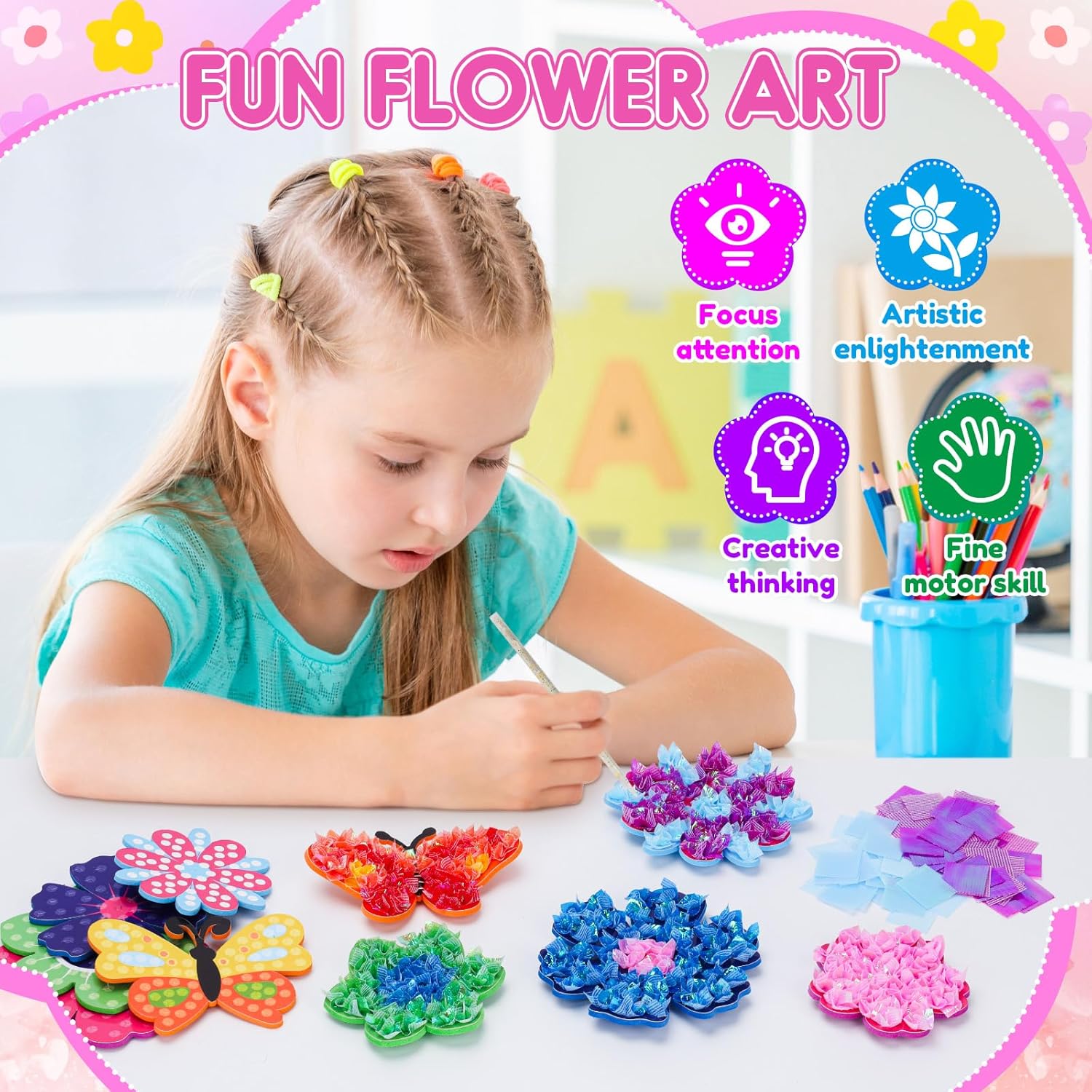 Thumbnail 1 de WhizWinks Poke in Fun Art Flower Bouquet – Mess Free Poking Craft Kit for Kids Aged 5–12