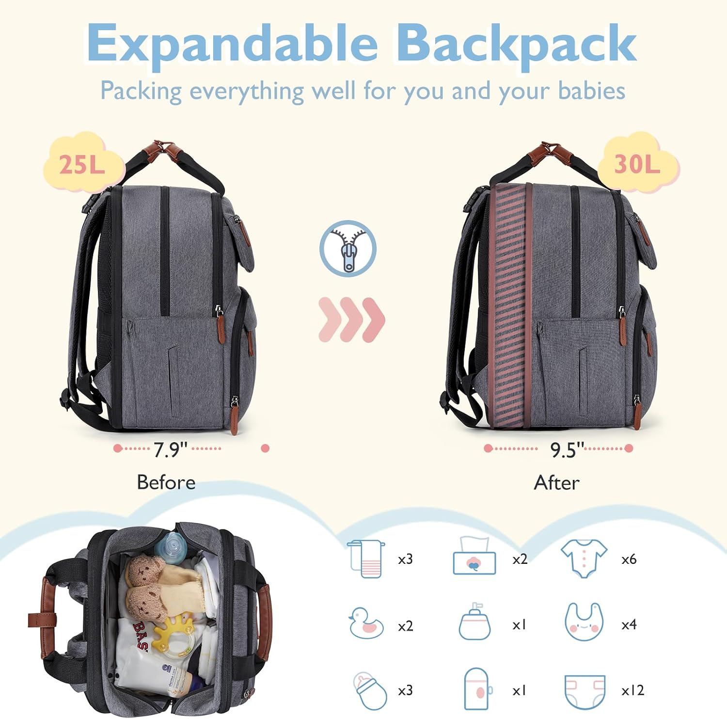 Thumbnail 1 de MOMMORE Diaper Bag Small Diaper Backpack: Flexible, Stylish Travel Companion for Parents
