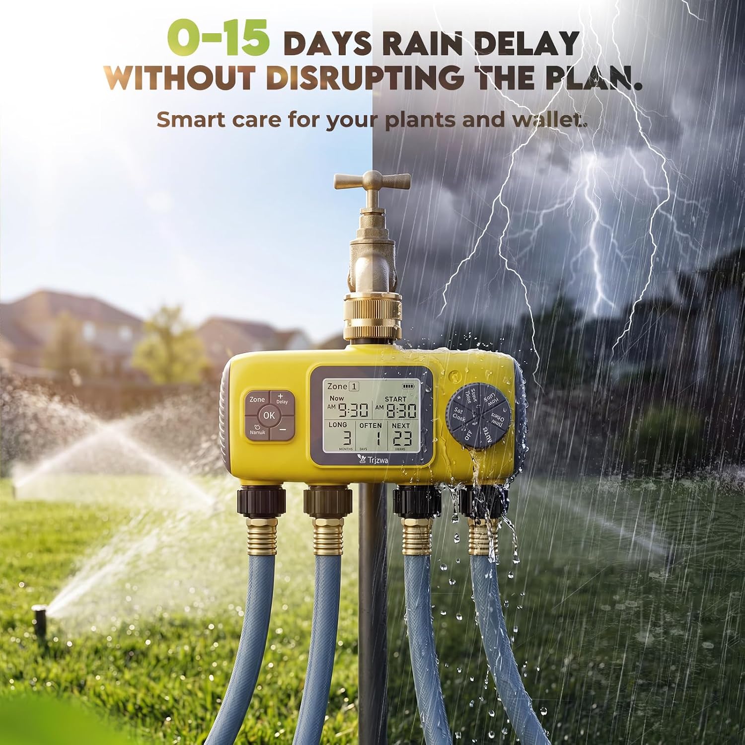 Thumbnail 4 de TRJZWA Four Port Outdoor Water Timer with LCD Display and Independent Programmes