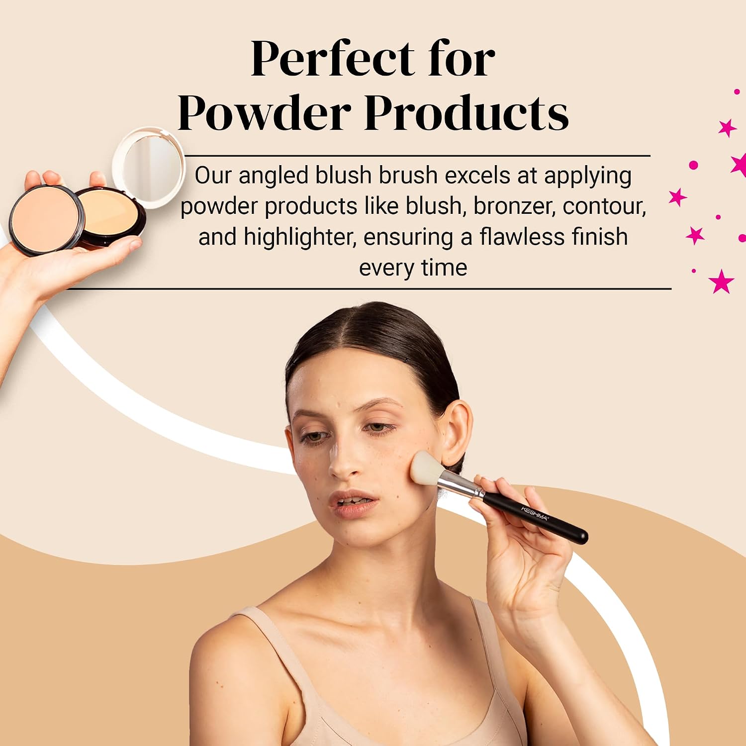 Detalle 1 de KESHIMA Angled Makeup Brush, Synthetic Bristles