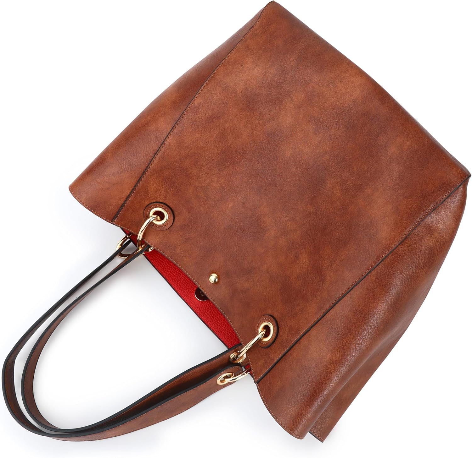 Detalle de sqlp Taschen Damen Leder Groß Shopper – PU-Lerntasche mit rotem Innenfutter, 28×21×29 cm, Paris-Design