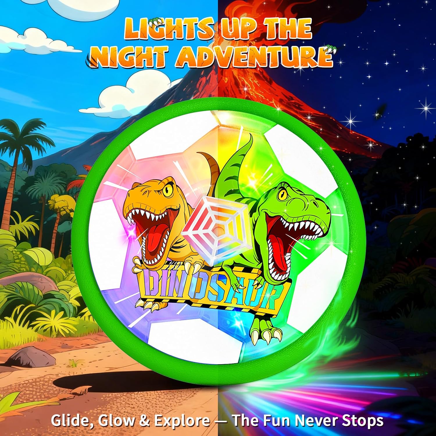 Thumbnail 1 de Dinosaur Toys Glowing Hover Soccer Ball for Boys (Light Up Dino Air Hover Ball, Indoor/Outdoor)