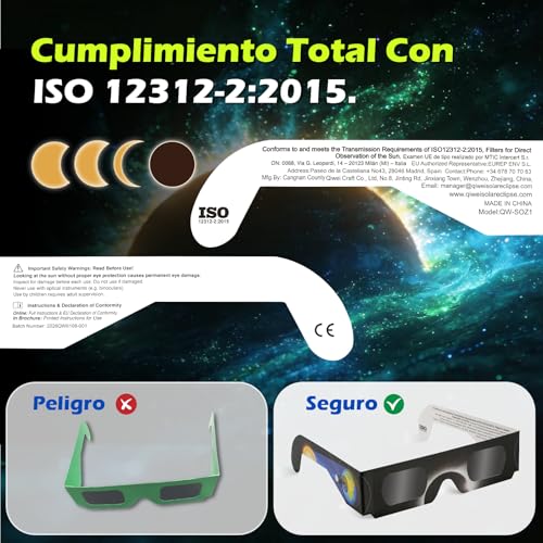 Thumbnail 3 de QIWEI Gafas para eclipse solar QW-SOZ4 (pack de 4), certificadas EN ISO 12312-2