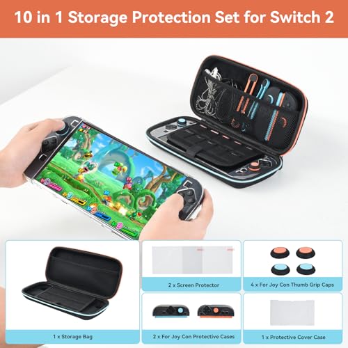 Thumbnail 1 de Funda protectora ELUTENG para Nintendo Switch 2 - Set 10 en 1 y estuche de viaje