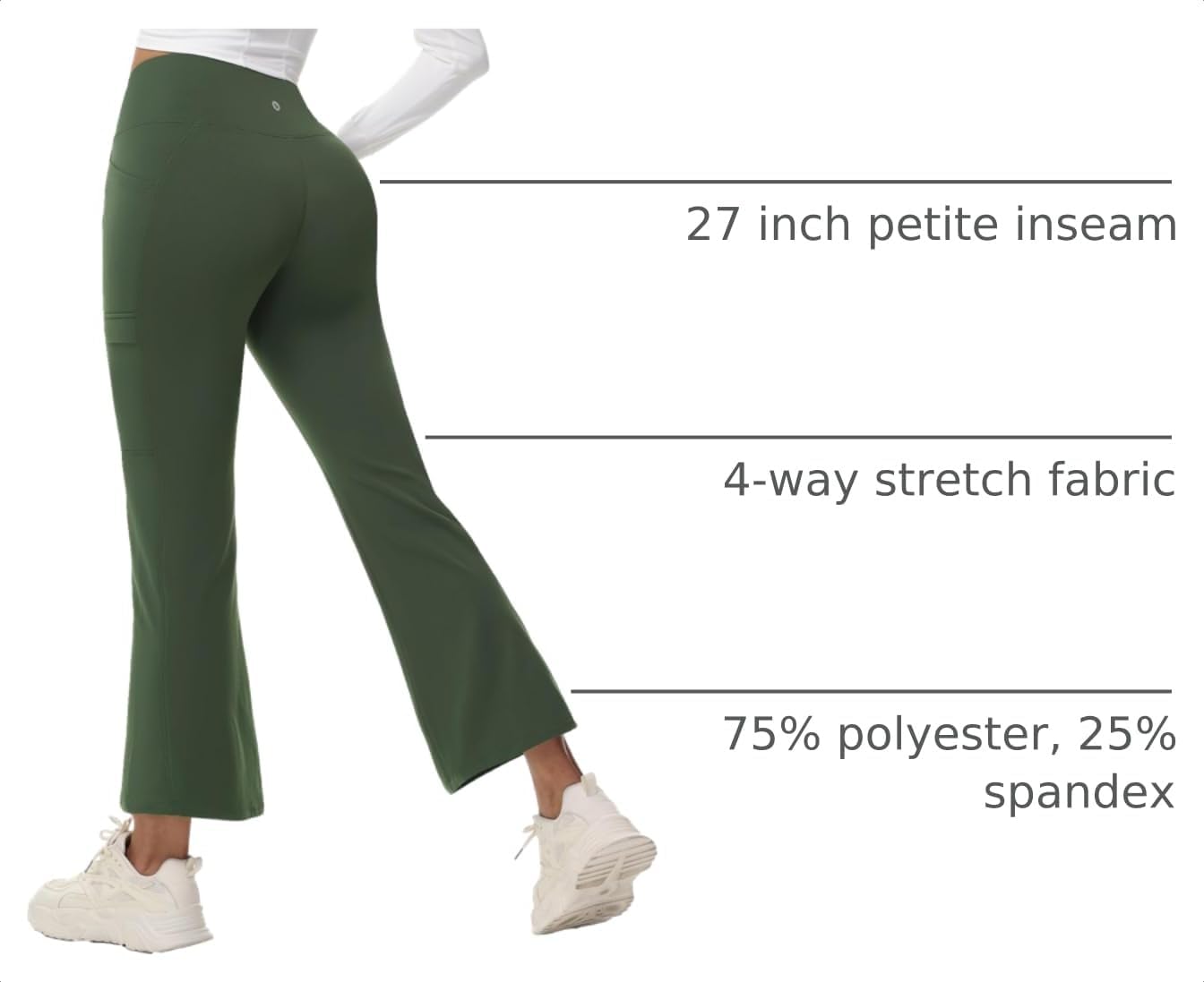 Detalle 2 de Baleaf Women's Fleece-Lined Hiking Pants, Water-Resistant Flare Leg with Crossover Waist