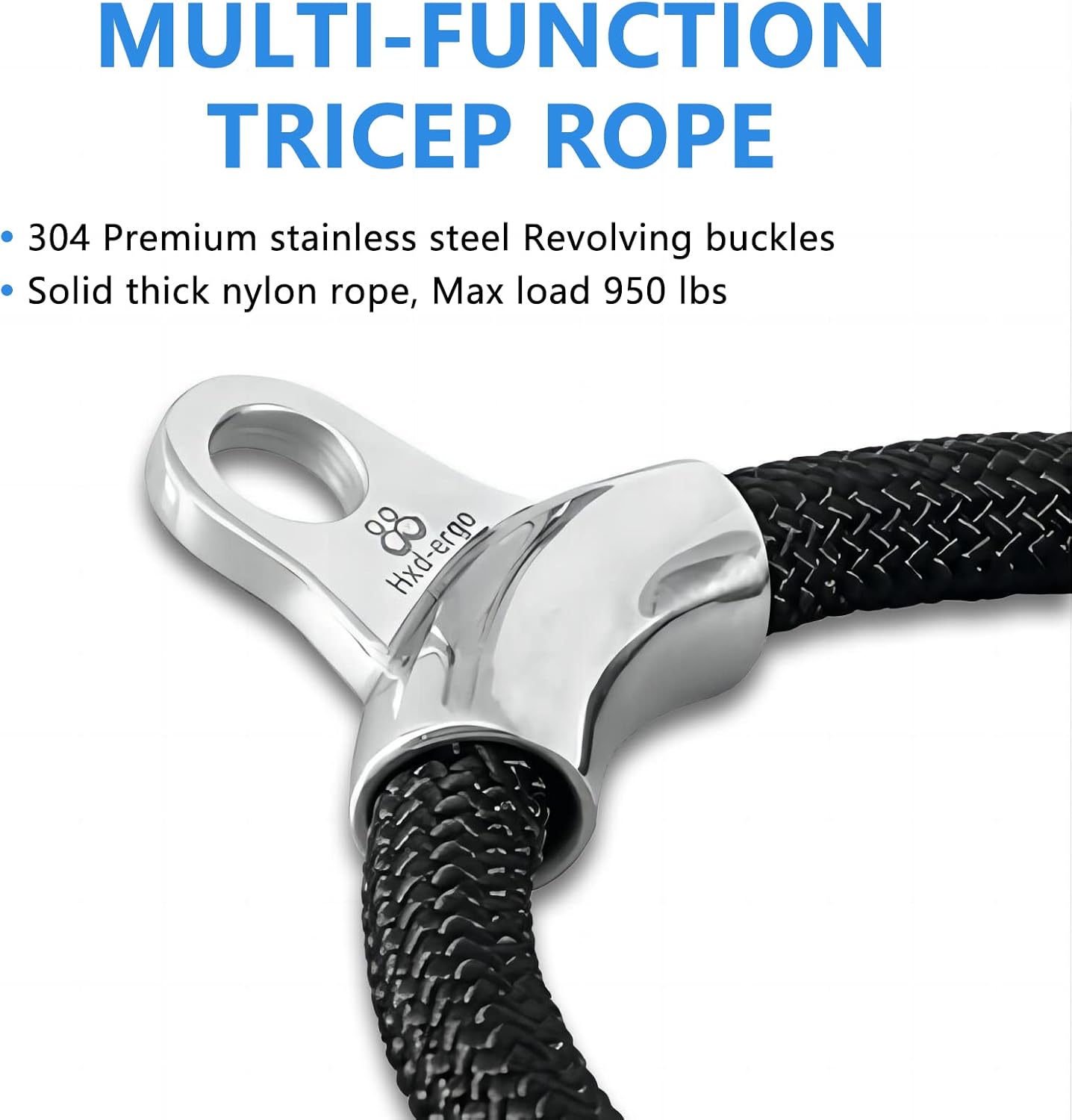 Detalle de HXD-ERGO ergonomic triceps rope cable attachment (36 inch) with non-slip handles