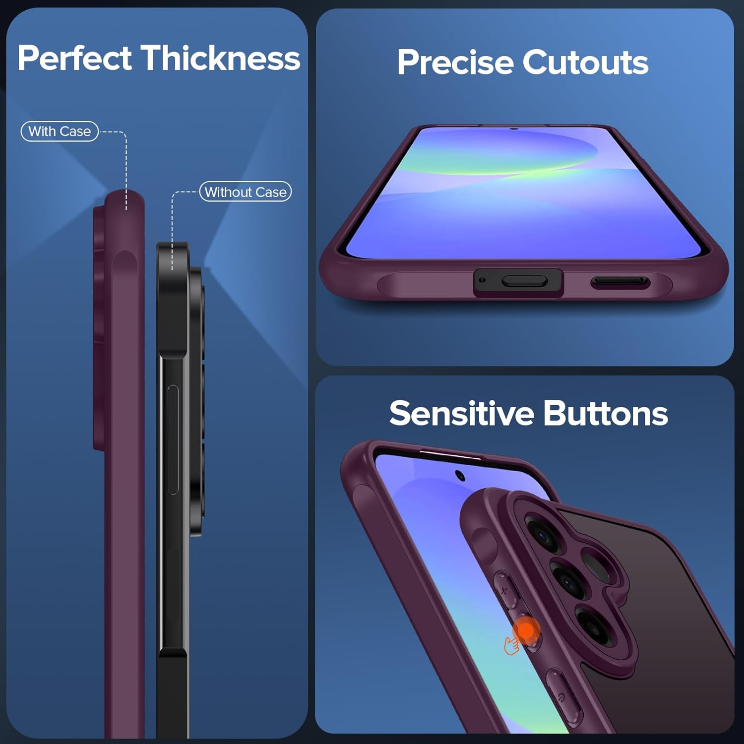 Thumbnail 4 de ivoler Cover per Samsung Galaxy A57 5G con 2 pellicole in vetro temperato, rosso vino – protezione opaca traslucida e protezione fotocamera
