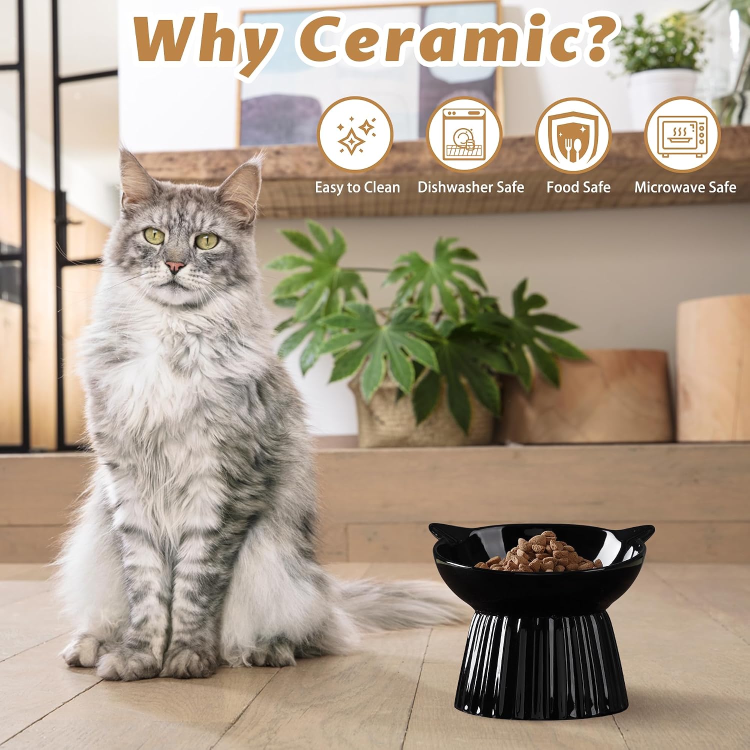 Thumbnail 5 de Raised Tilted Cat Bowl Ceramic Elevated Anti-Vomiting 1 🐱