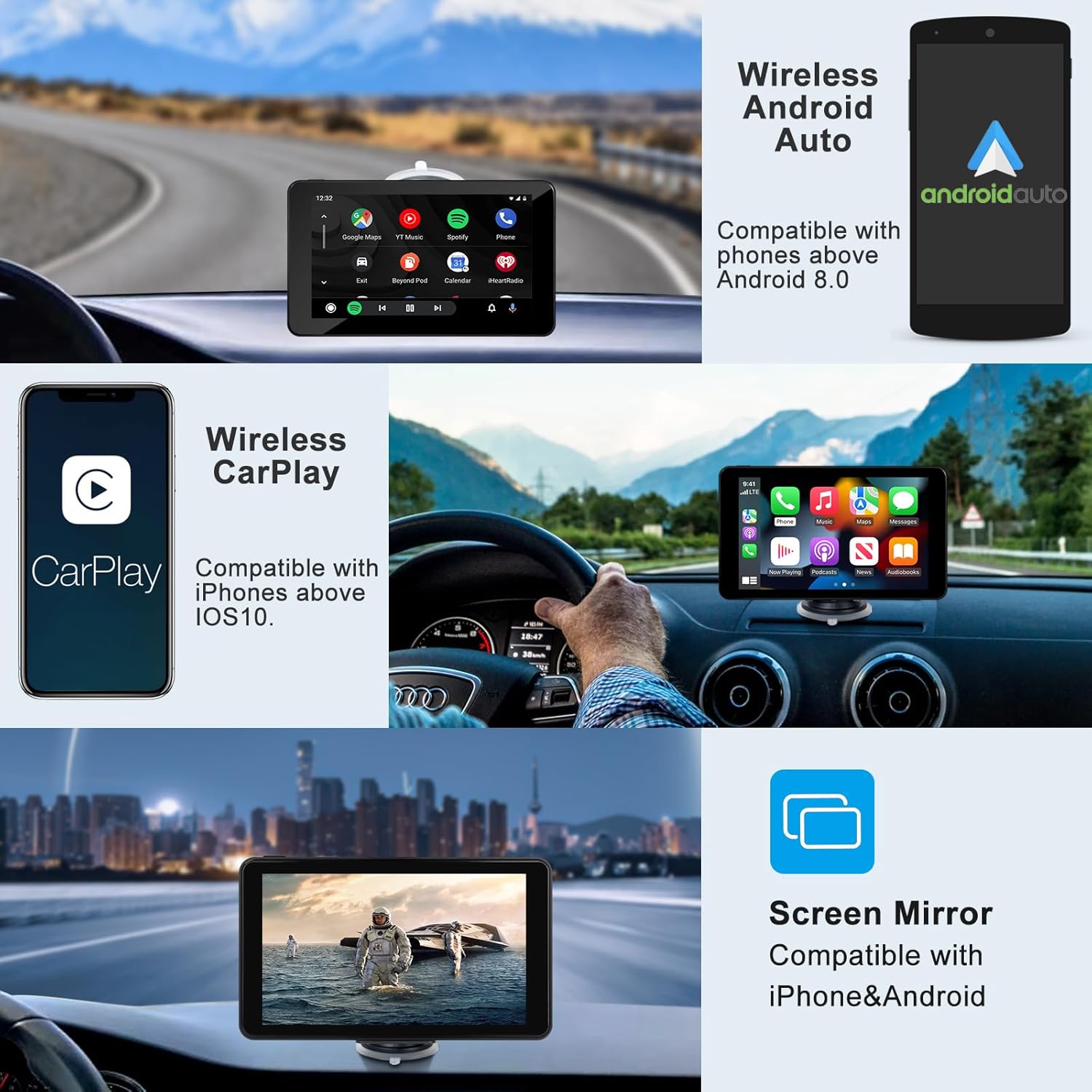 Detalle 2 de Wireless CarPlay Android Auto Screen 7-inch