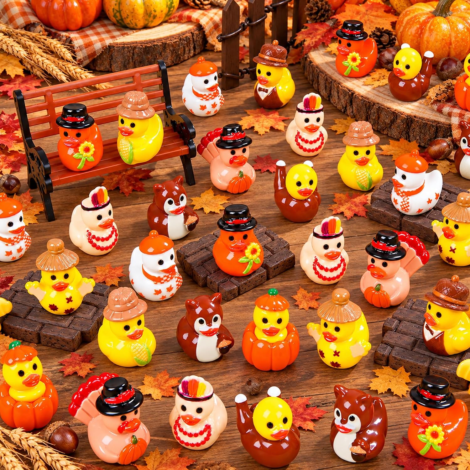 Detalle 2 de QAUYETM Figurine-2 Fall Mini Resin Ducks, 120 Pieces in 10 Styles