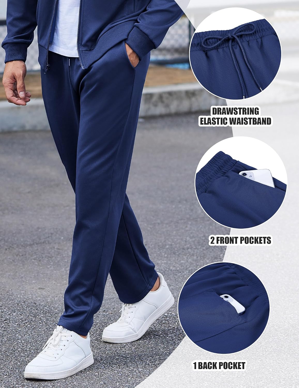 Detalle 1 de COOFANDY Men's Full-Zip Tracksuit Set with Lightweight Polyester Jacket and Pants