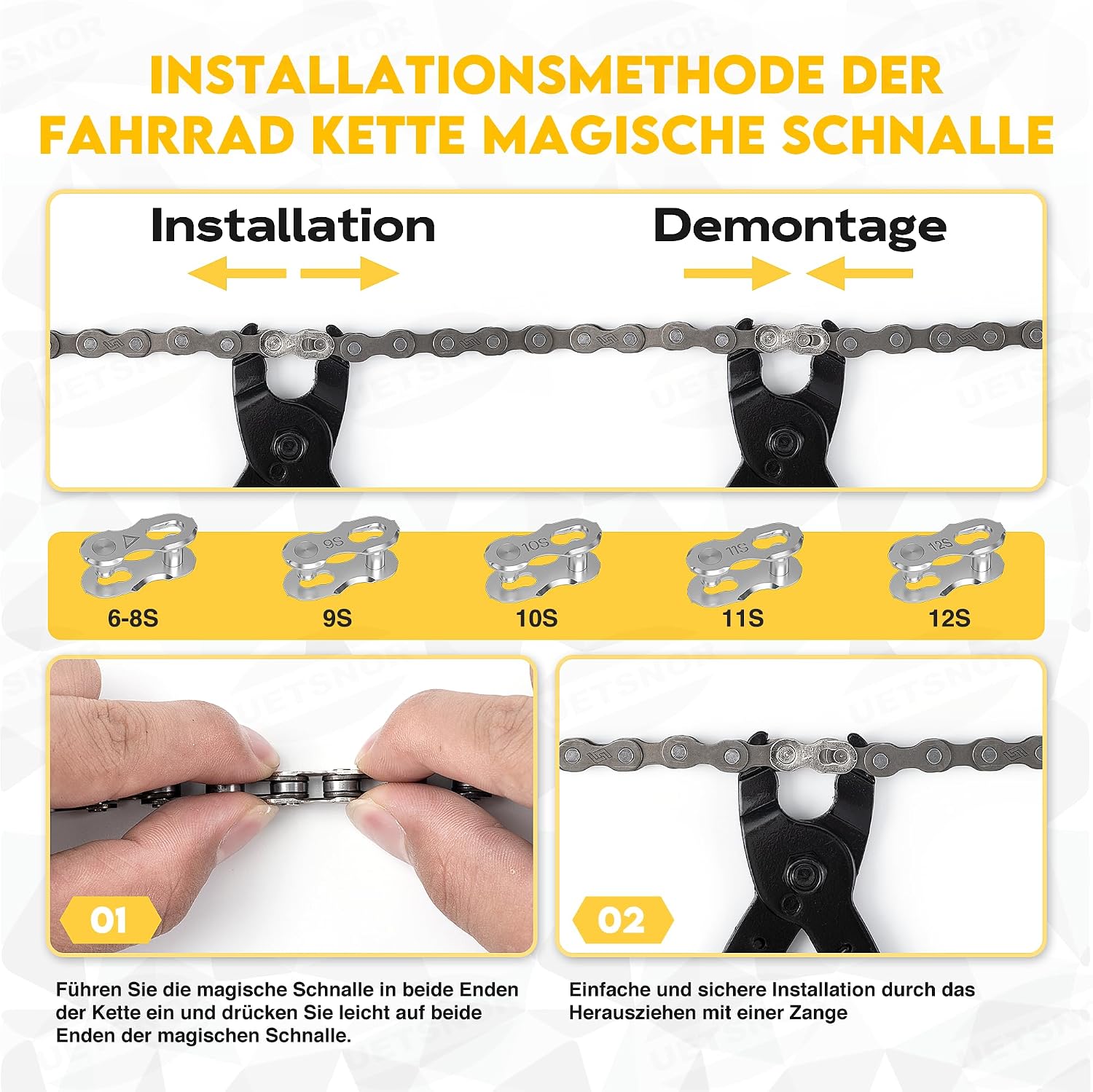 Thumbnail 6 de UETSNOR Kettennieter Fahrrad Set 6-12 Fach