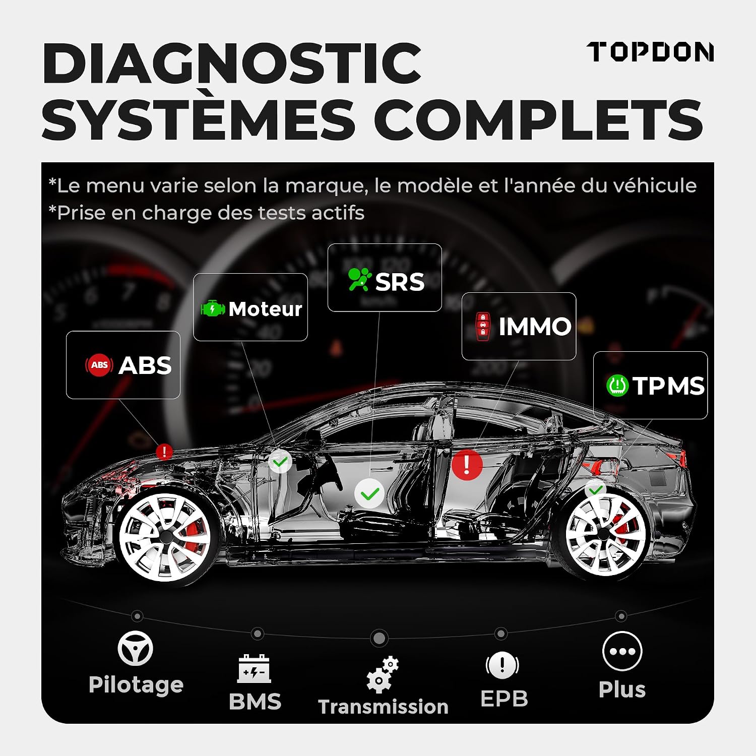Detalle de TOPDON ArtiDiag800 BT 2 – Outil de Diagnostic sans Fil OBD2 avec 28 Services et Contrôle Bidirectionnel