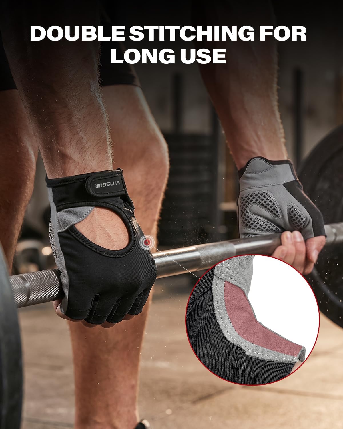 Detalle de VINSGUIR Small Gym Gloves, Half-Finger with Pro-Pad Palm and Enhanced Grip
