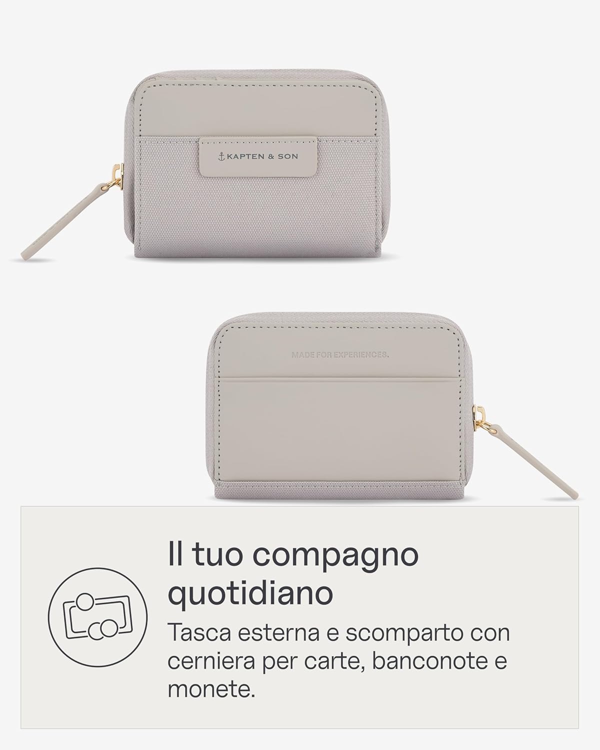 Detalle 2 de Kapten & Son Portafoglio Donna Bergen Pro Wallet Small All Black: eleganza minimal e organizzazione compatta
