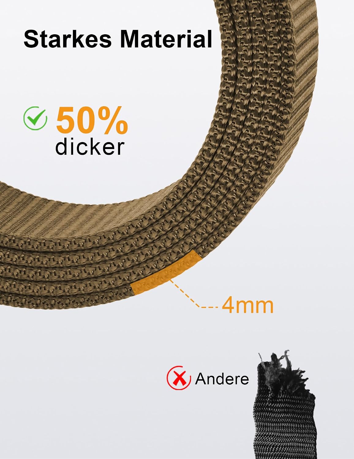 Detalle de JUKMO Automatik Gürtel Herren mit Nylonband und 3,8 cm Ratschen-Schließe