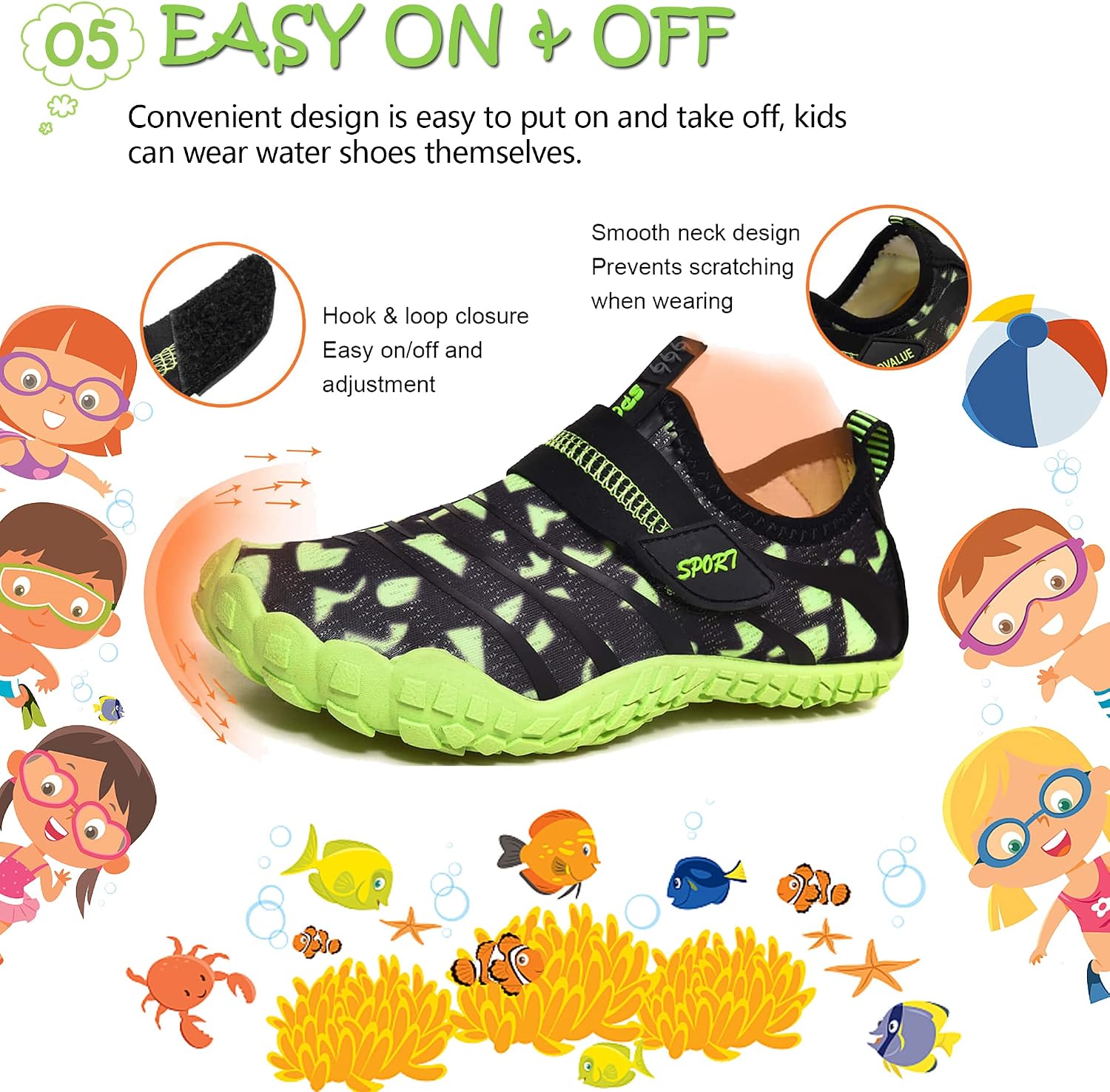 Thumbnail 5 de Kids Water Shoes: Breathable, Quick-Dry Aqua Pool Shoes for Boys & Girls
