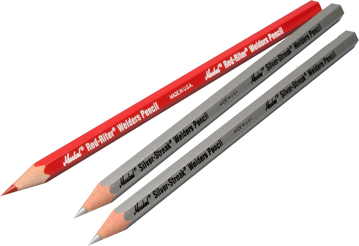 Detalle de Markal 96105 溶接用マーキングペンシル レッドライター1本・シルバーストリーク2本セット