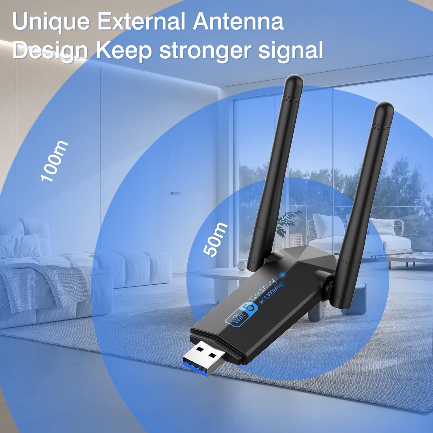 Thumbnail 5 de ElecMoga USB Wifi Dongle 1300Mbps dual-band 📡