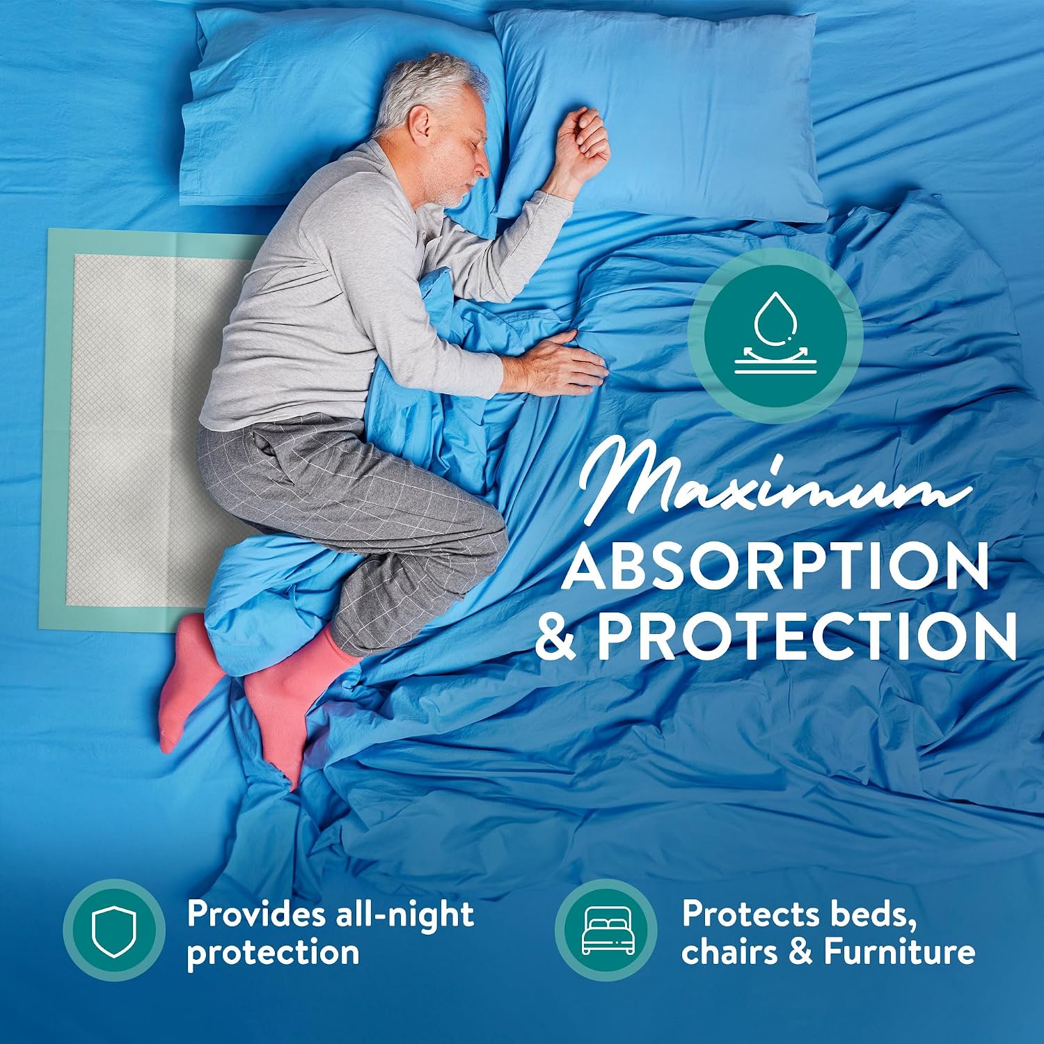 Thumbnail 2 de Inspire CH3636AD-UA50 Disposable Bed Pads, 36 x 36, 50-Pack with Adhesive