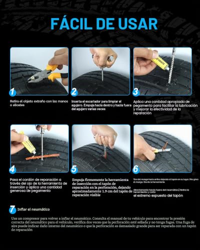 Detalle de Beanewone Kit Antipinchazos para Coche: 10 tiras, sonda en T y estuche para reparaciones rápidas