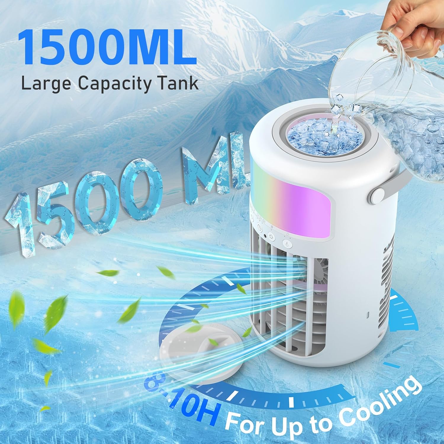 Detalle de Portable Air Conditioner 2026 Upgraded 4-IN-1: Ice Fan, Humidifier, Night Light, and More
