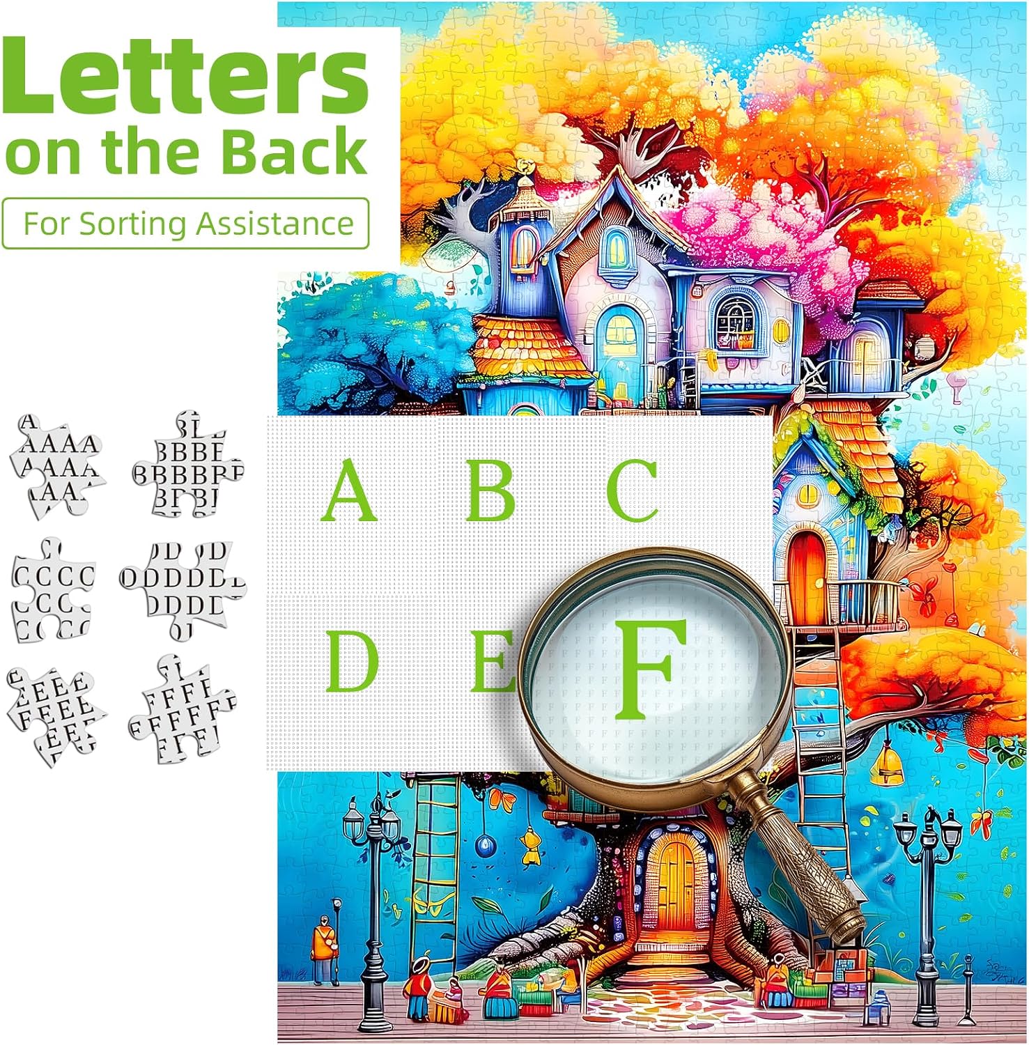 Thumbnail 2 de Blueforest 1000-Piece Adult Jigsaw Puzzle (Whimsical Tree House Fantasy Art)
