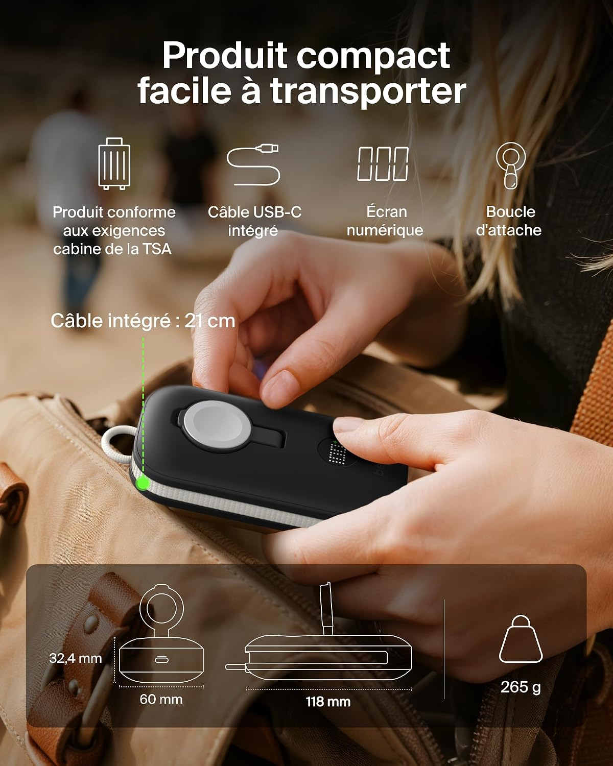 Detalle 2 de Belkin BoostCharge Pro Batterie Externe 10000mAh avec Module de Recharge Apple Watch – Chargeur Portable 45W