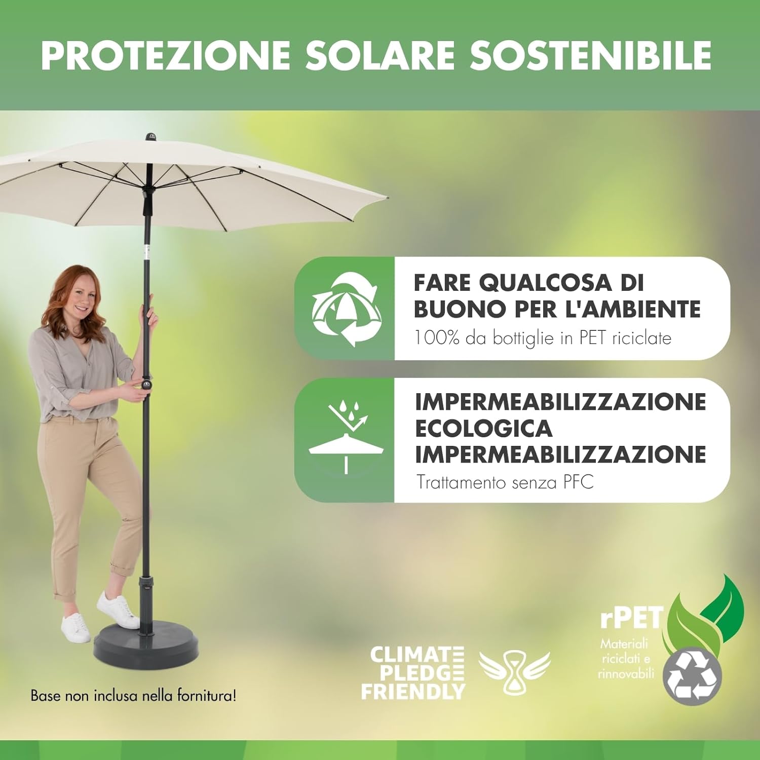Thumbnail 4 de Doppler Parasole Rethink I 200 cm in natura – rotondo inclinabile, con copertura