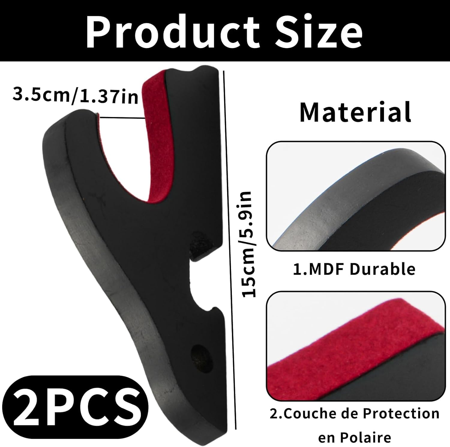 Thumbnail 5 de Set di 2 Supporti da Parete per Spada Katana — Ganci Regolabili con Imbottitura in Velluto