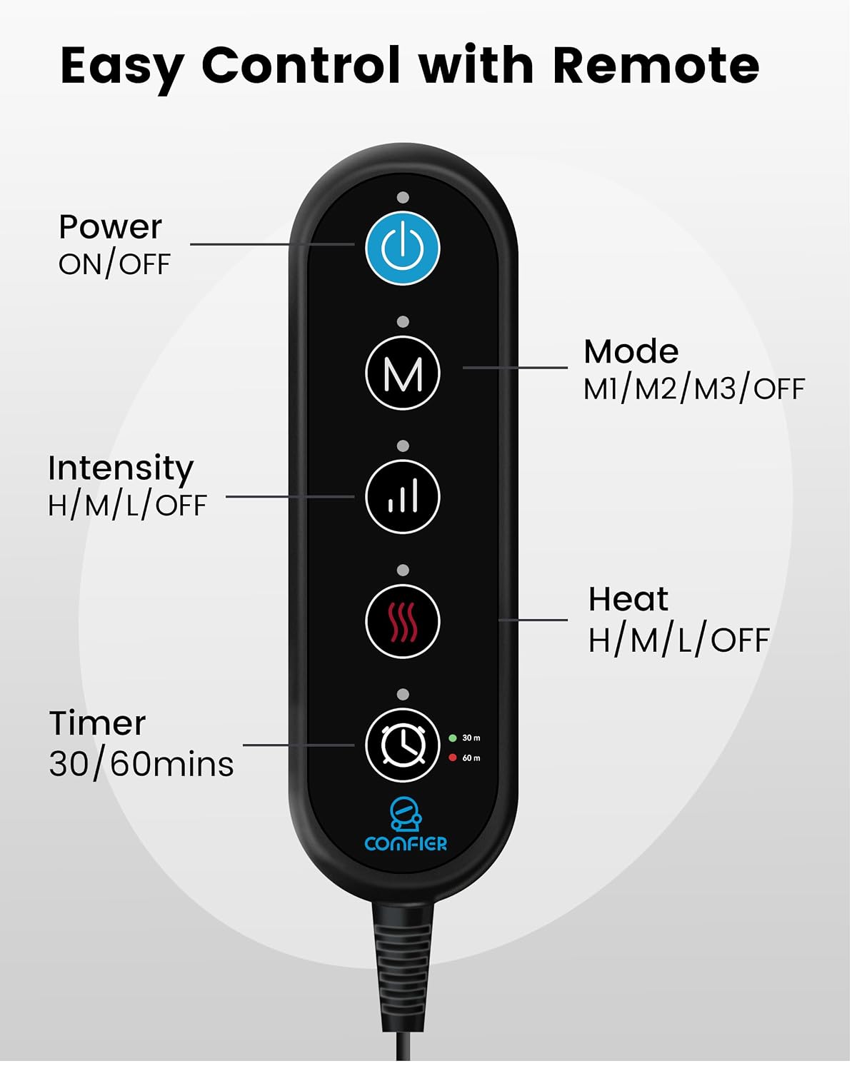 Thumbnail 6 de COMFIER Graphene Heating Pad with Vibration Massage and Hand Warmer Pocket