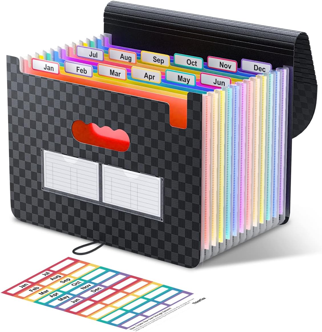 Detalle de ThinkTex Accordian Akten-Organizer mit 12 Fächern – erweiterbarer Aktenordner, tragbare Aktenbox