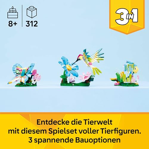 Detalle de LEGO Creator 3in1 Wild Animals: Colourful Hummingbird (31384) – Dreifach wandelbar, Natur-Deko und Spielzeug